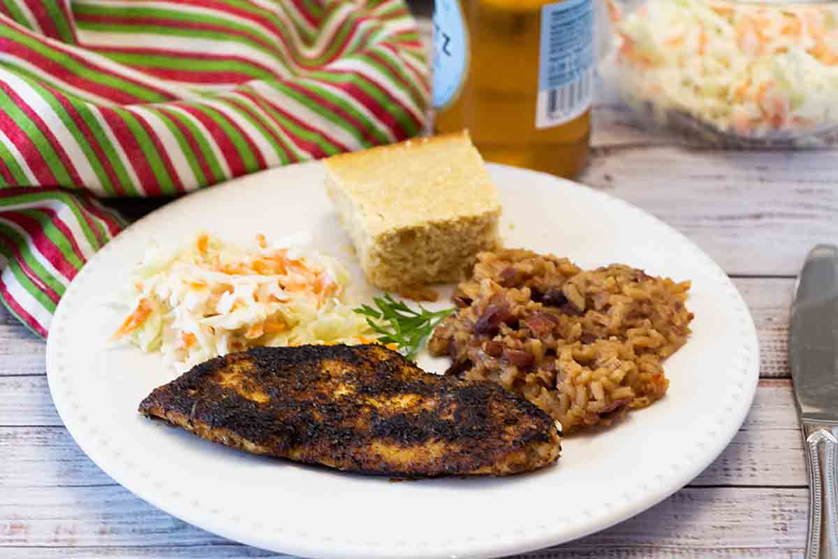 Blackened Chicken is a spicy and flavorful main dish from Cajun country. Add simple sides like coleslaw and corn bread for a quick & easy dinner. 