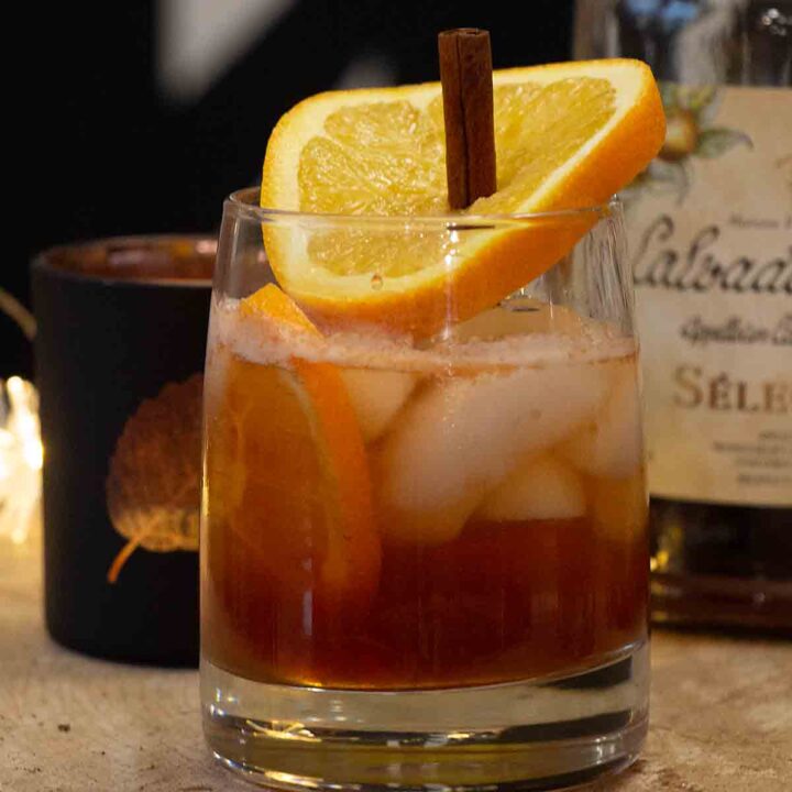 Warming and slightly sweet, this Apple Cider Old-Fashioned Cocktail is a tasty fall drink. Perfect for dinner, cocktail hour or the football game.