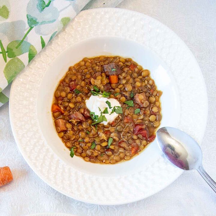 carrot and lentil soup with ham
