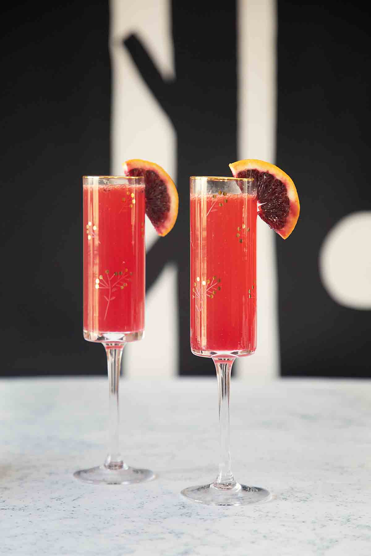 two blood orange mimosas