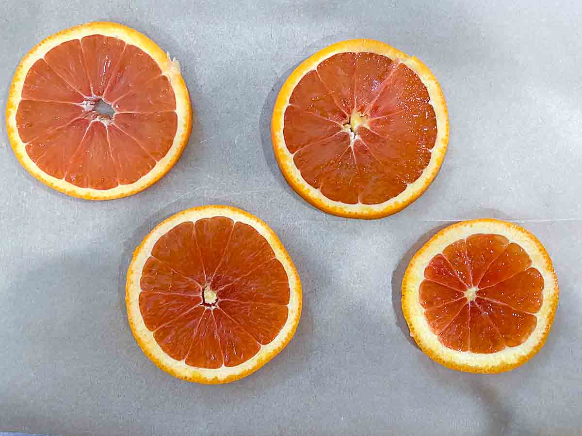 orange slices on parchment