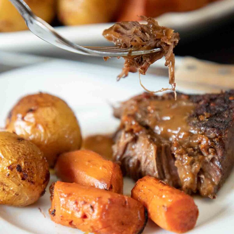 A bite of pot roast