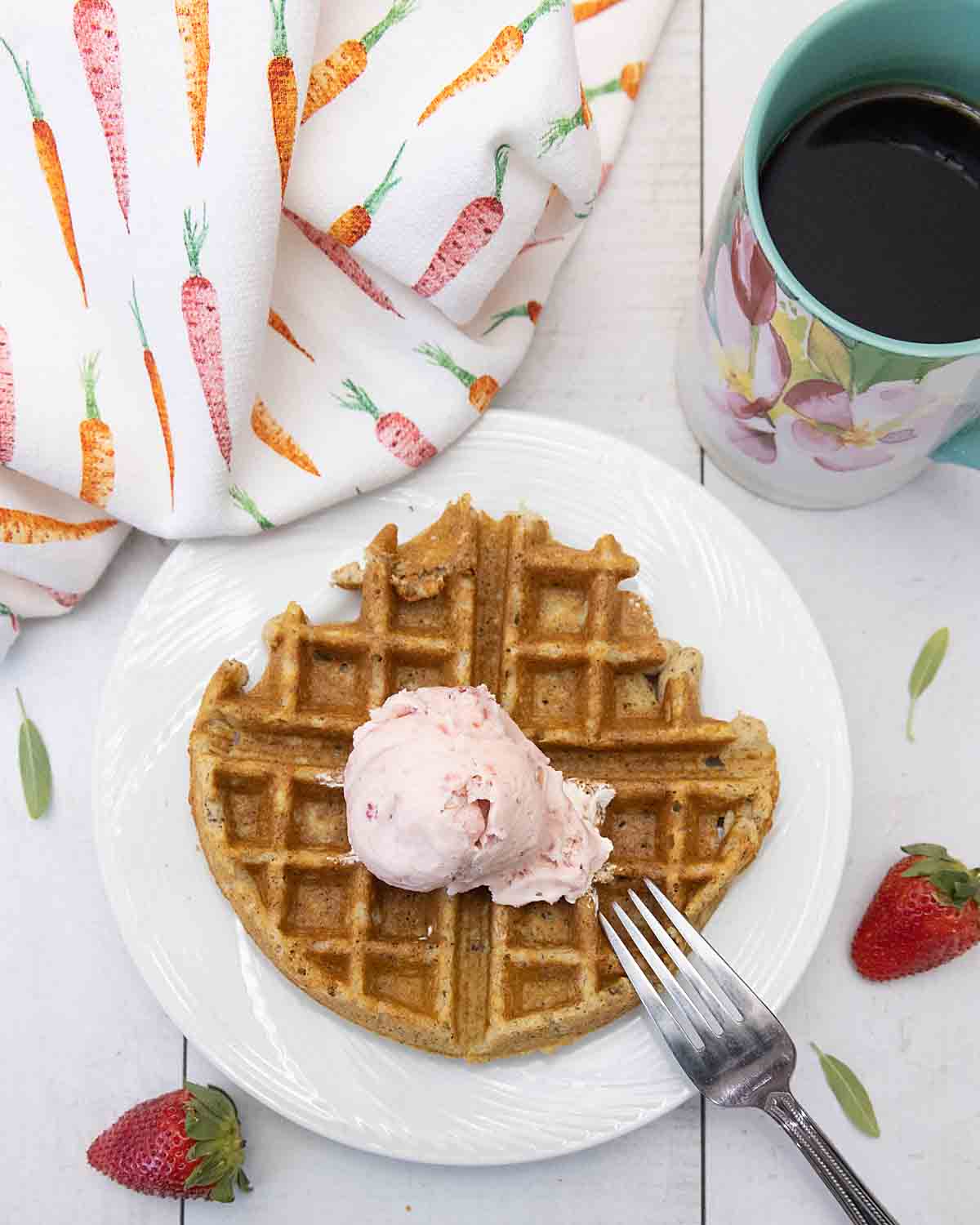 keto waffle with ice cream