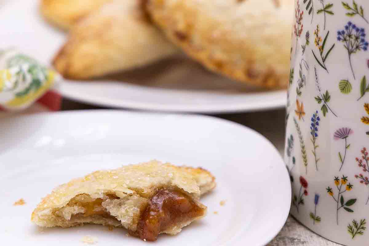 Peach hand pies partly eaten