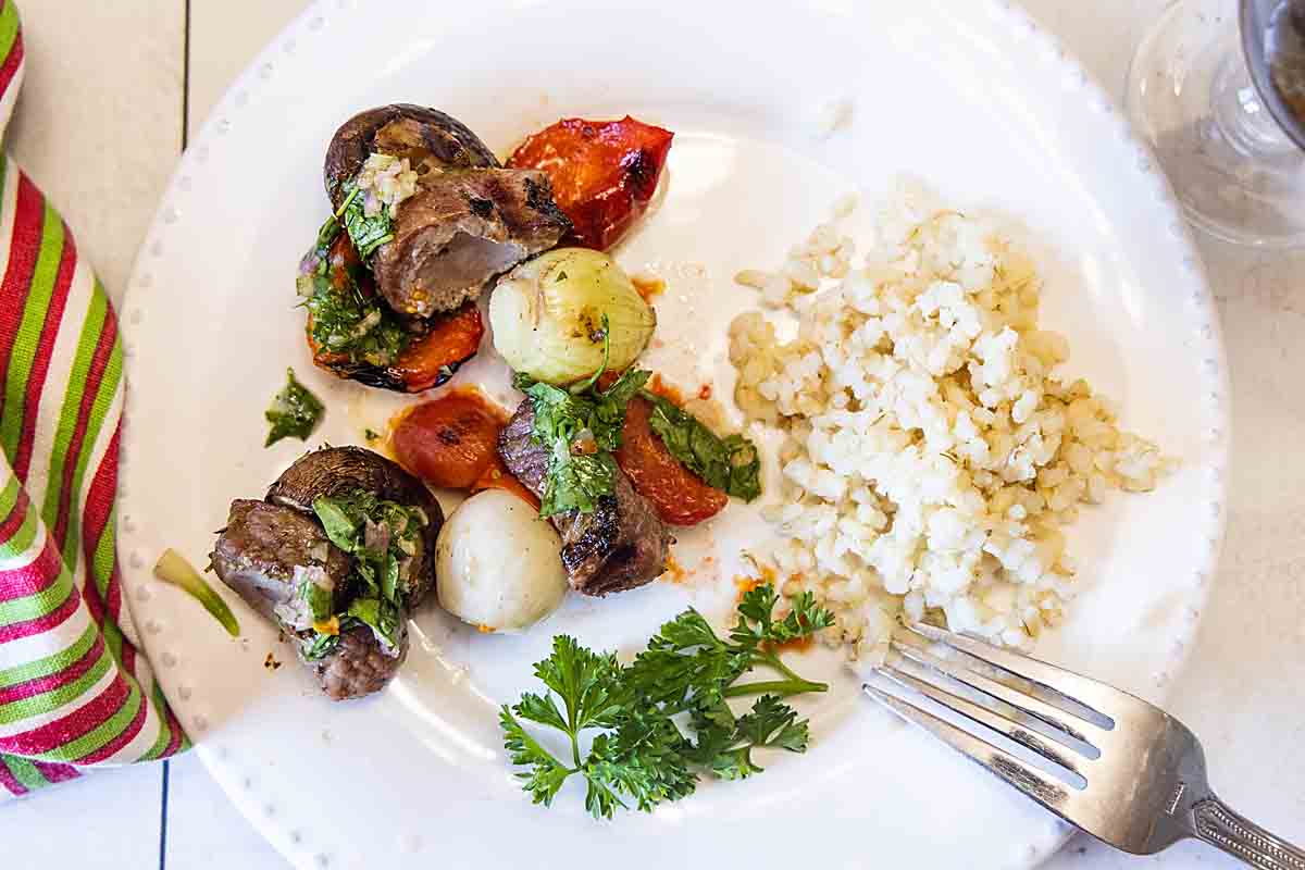pork kabobs served