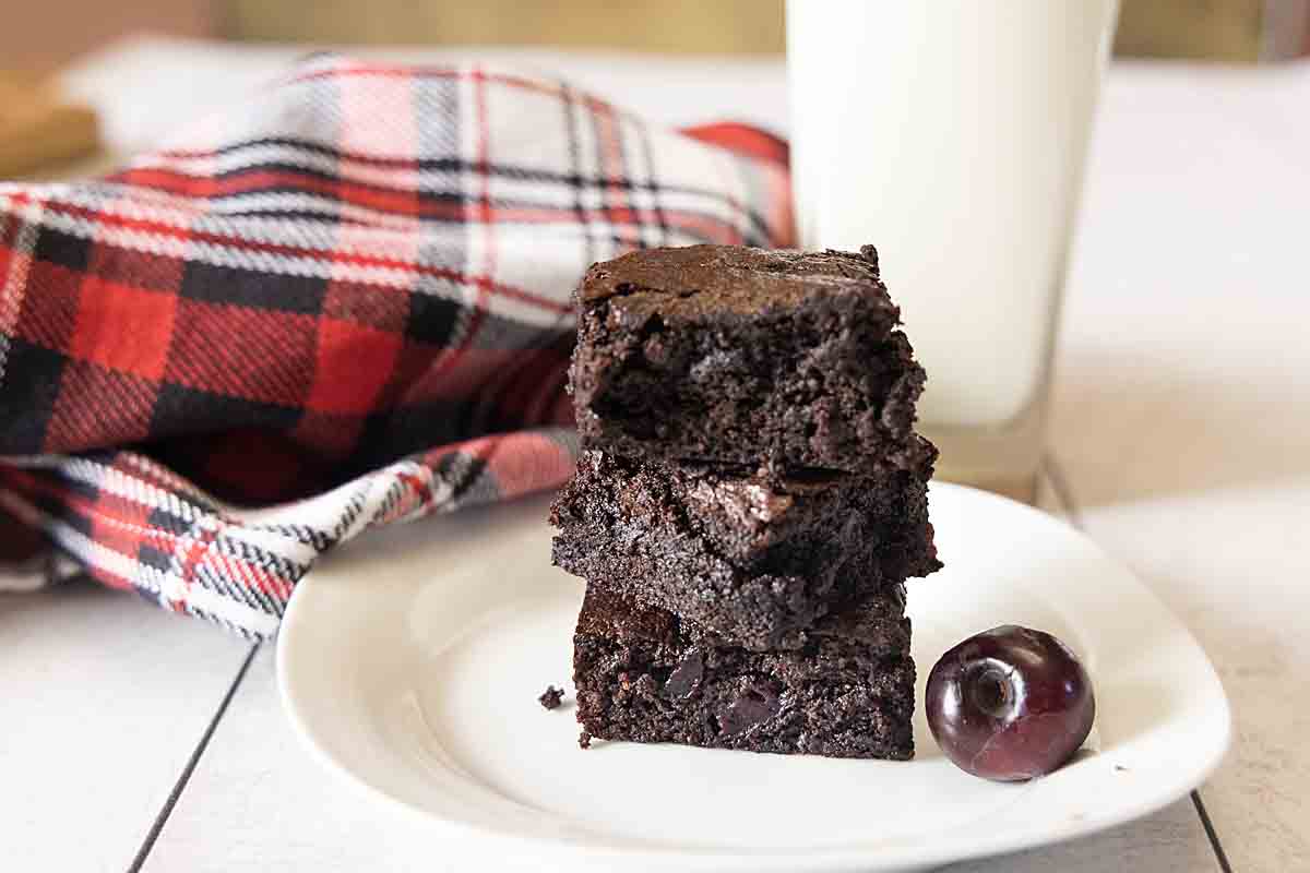 Chocolate Cherry Brownies, stacked