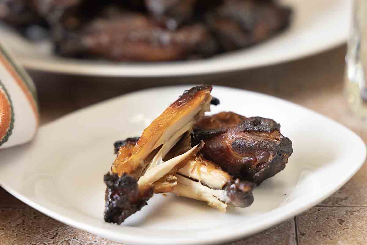 Baked Marinated Chicken Wings partly eaten