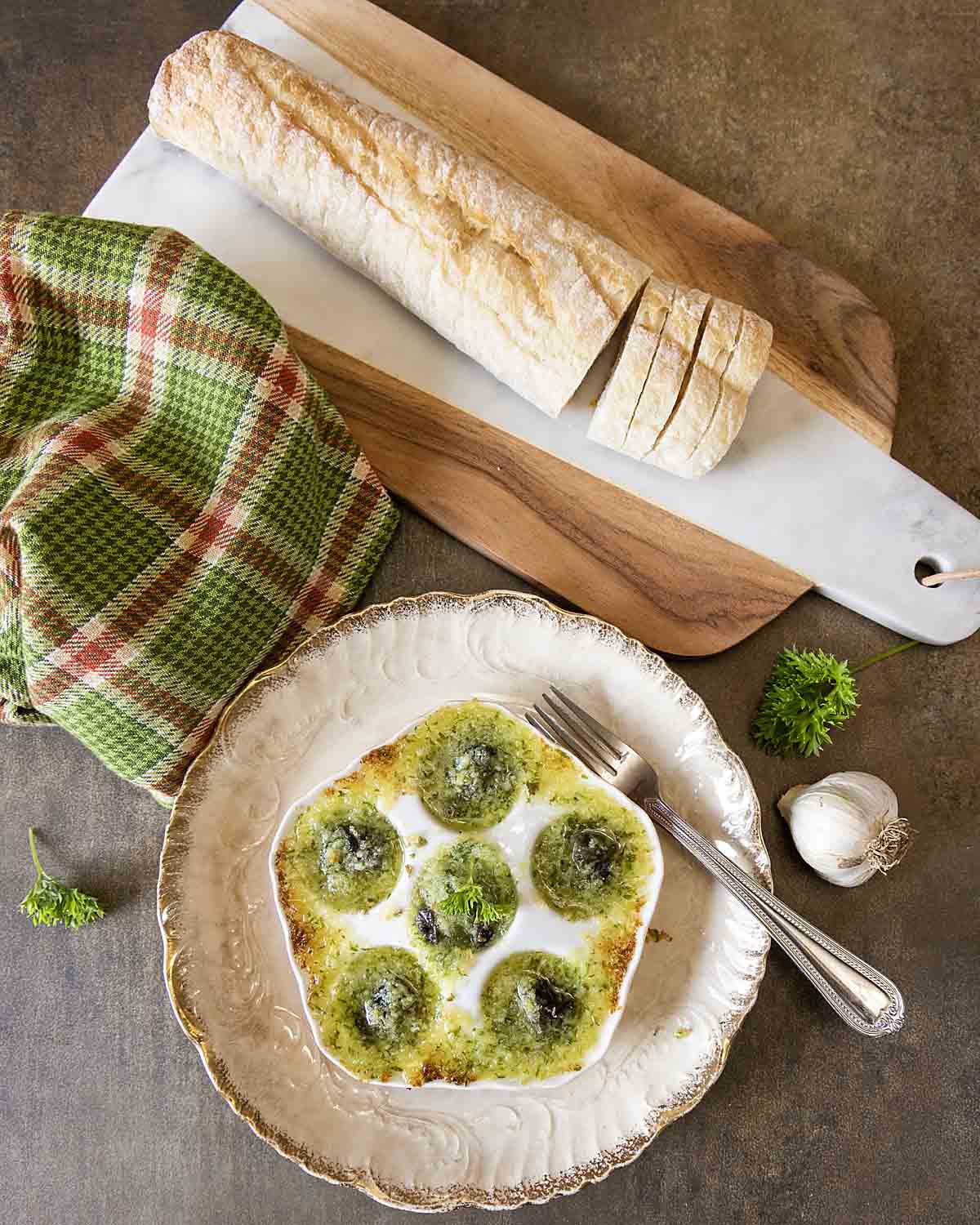 Escargot served with french bread