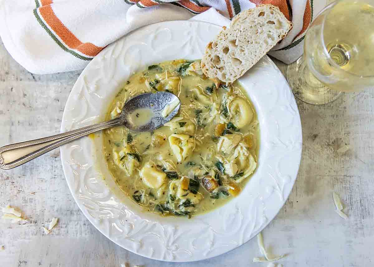Chicken Tortellini Soup Serving