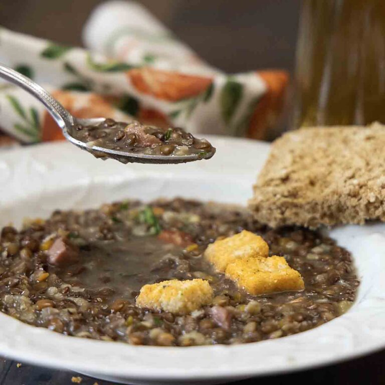 a spoonful of German Lentil Soup