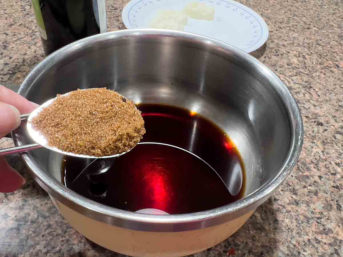 Combine balsamic vinegar and brown sugar