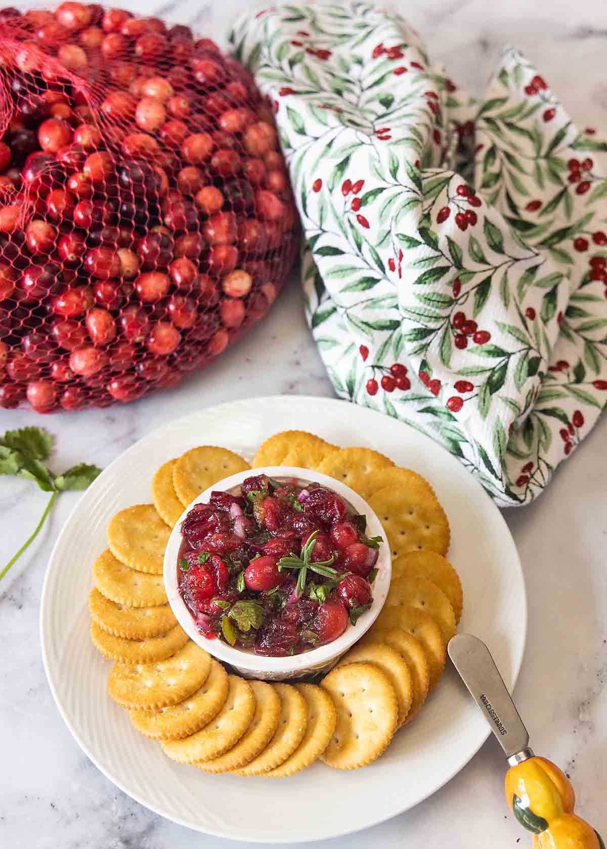 cranberry salsa appetizer with cream cheese