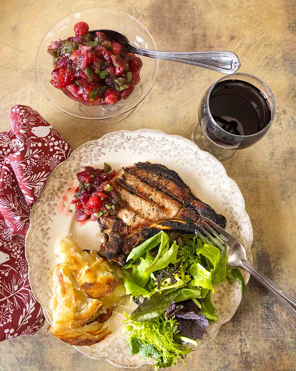 Cranberry Salsa with pork chop
