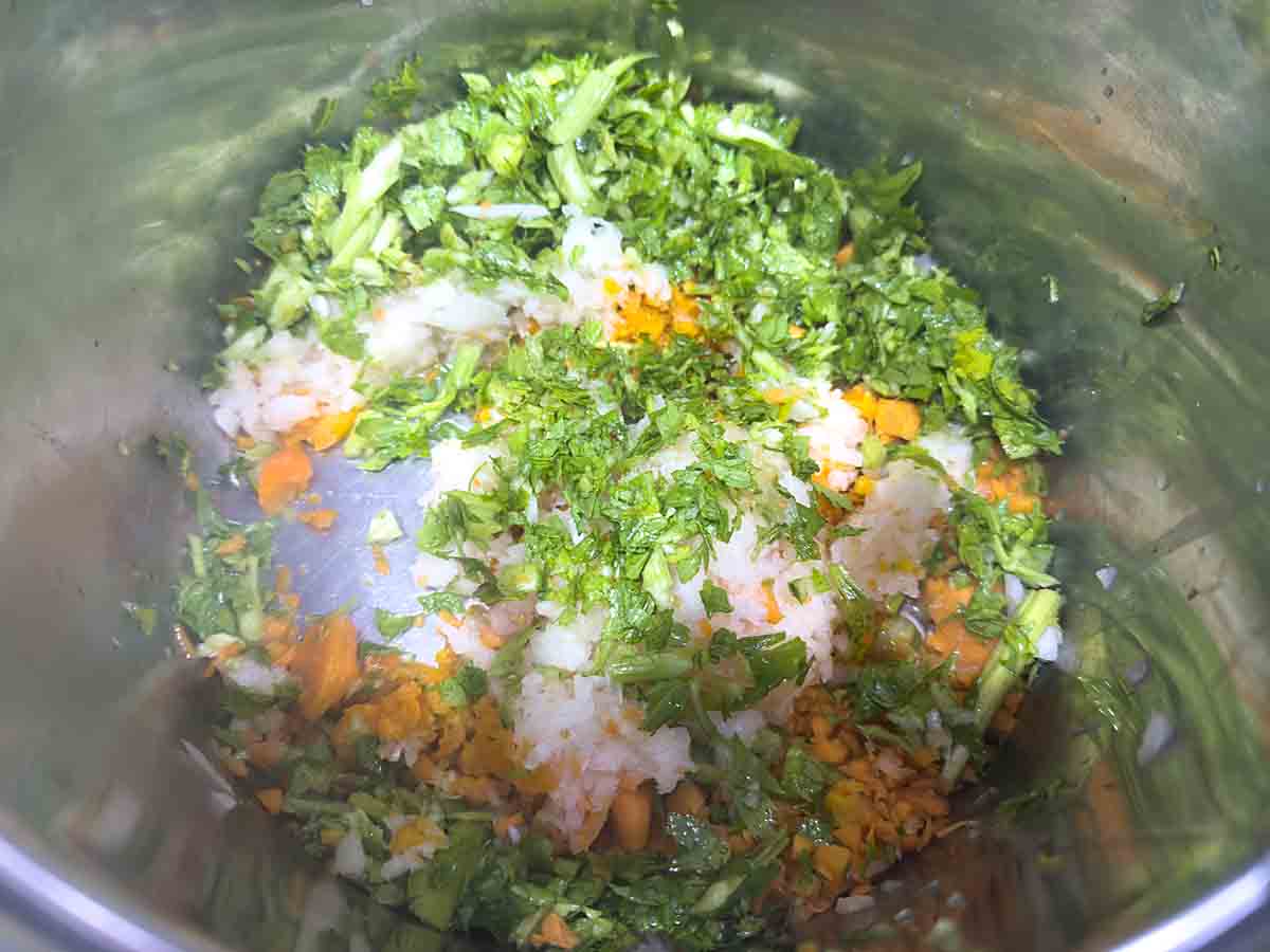 sautee carrots, celery, onion