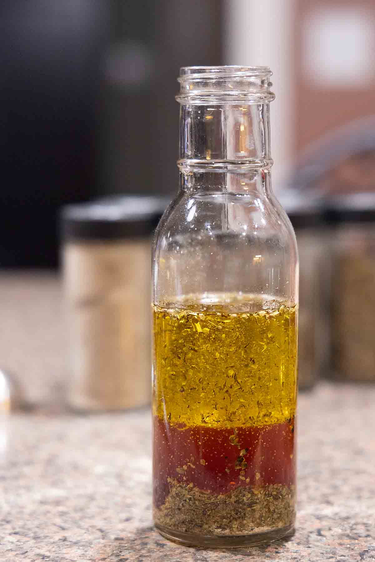 dressing ingredients in container