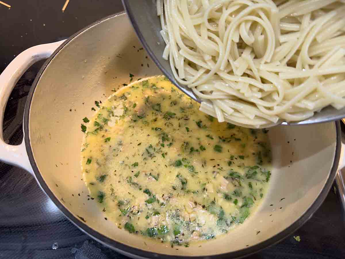 add cooked pasta