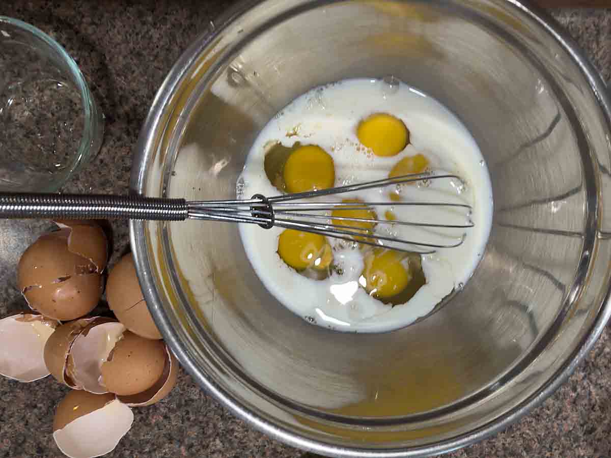beat eggs and milk