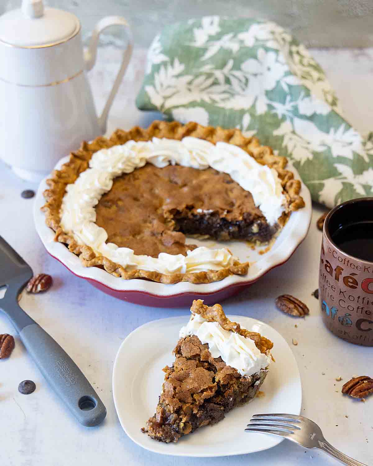 Kentucky Derby (Bourbon) Pie with coffee