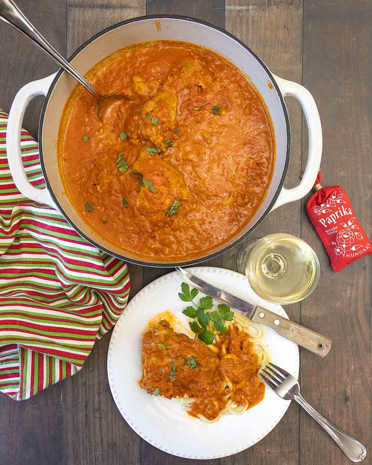 Chicken Paprikash served