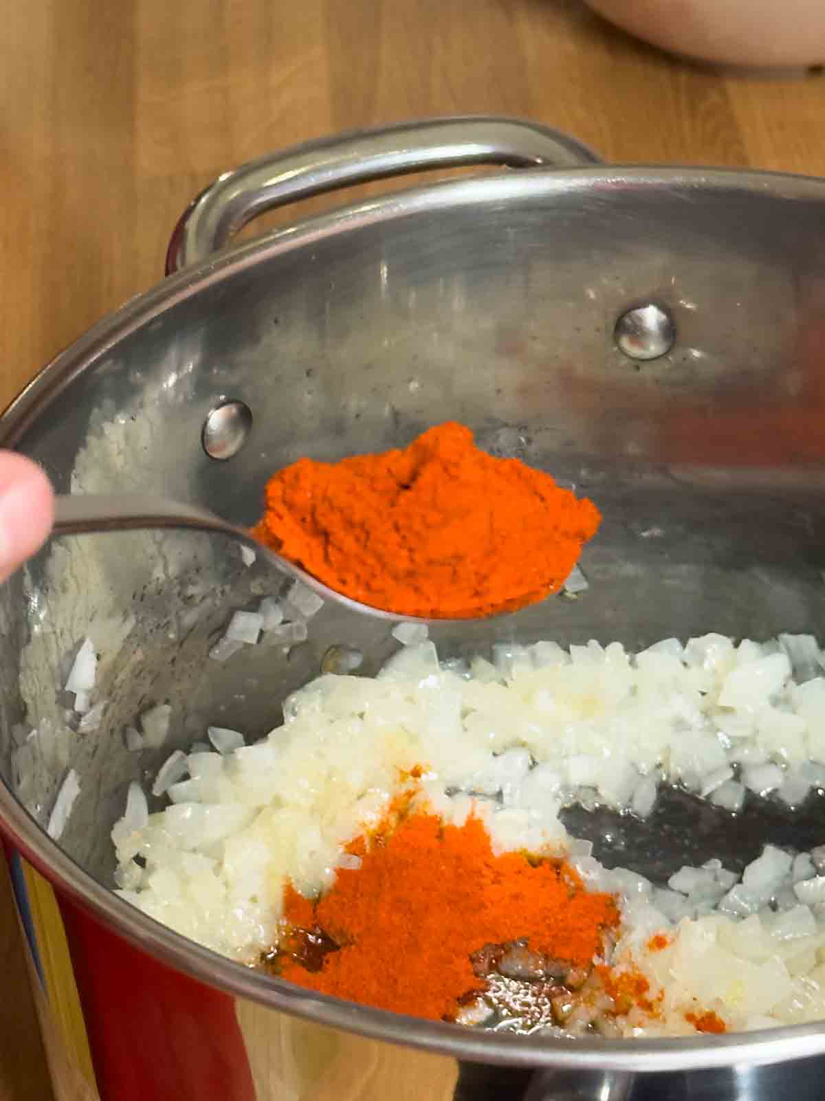 cook onion and paprika