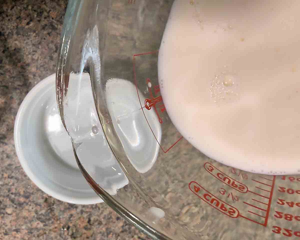 pour custard into ramekin