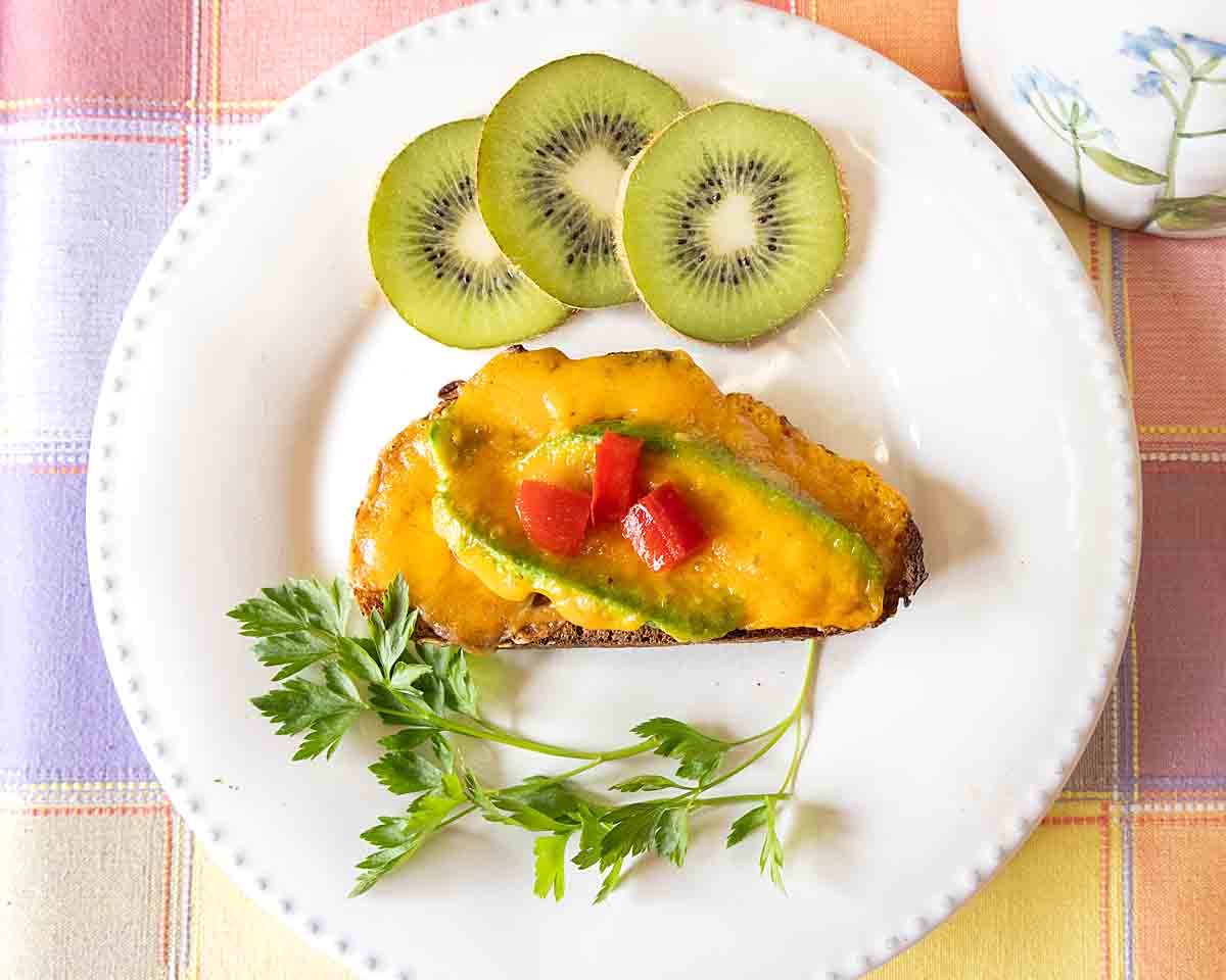 Avocado Grilled Cheese Sandwich open faced
