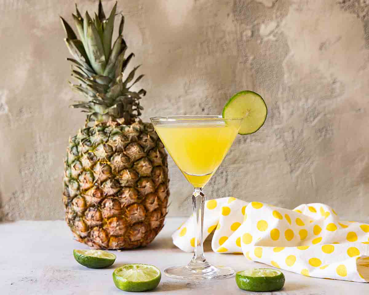 Pineapple Martini with pineapple