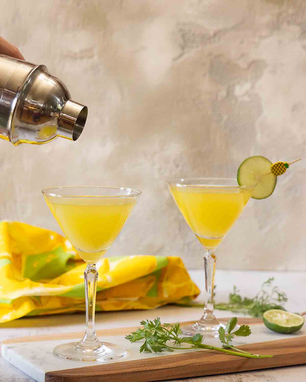 Pouring Pineapple Martini