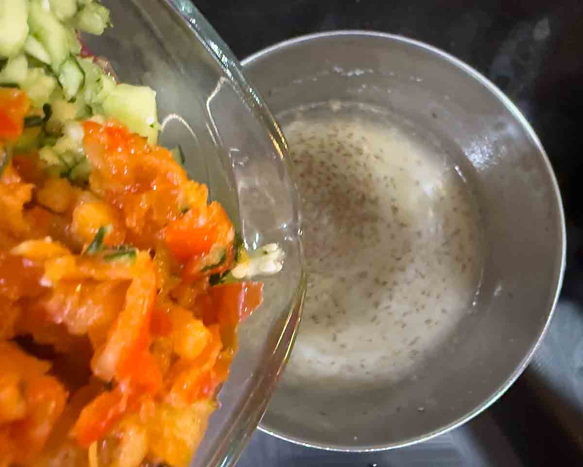 add pepper and cucumber