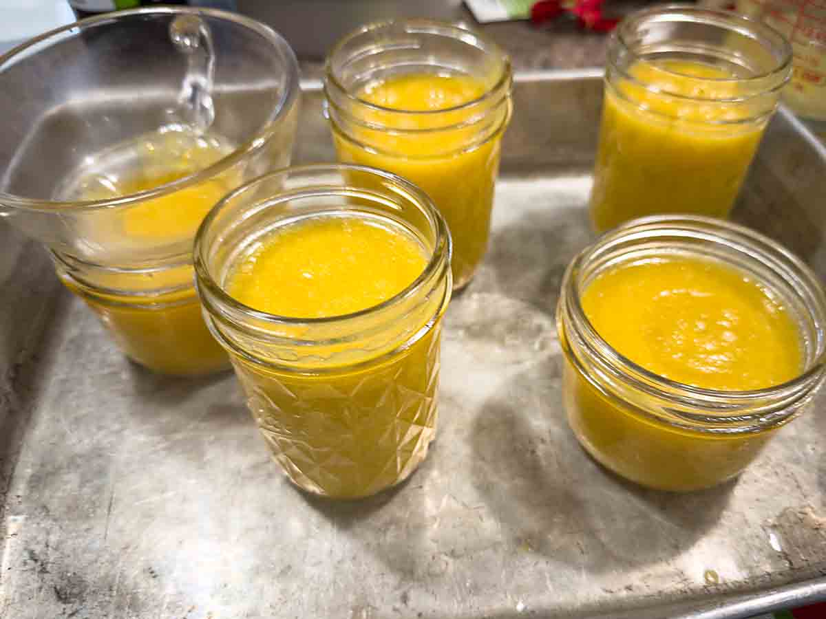 funnel into jars