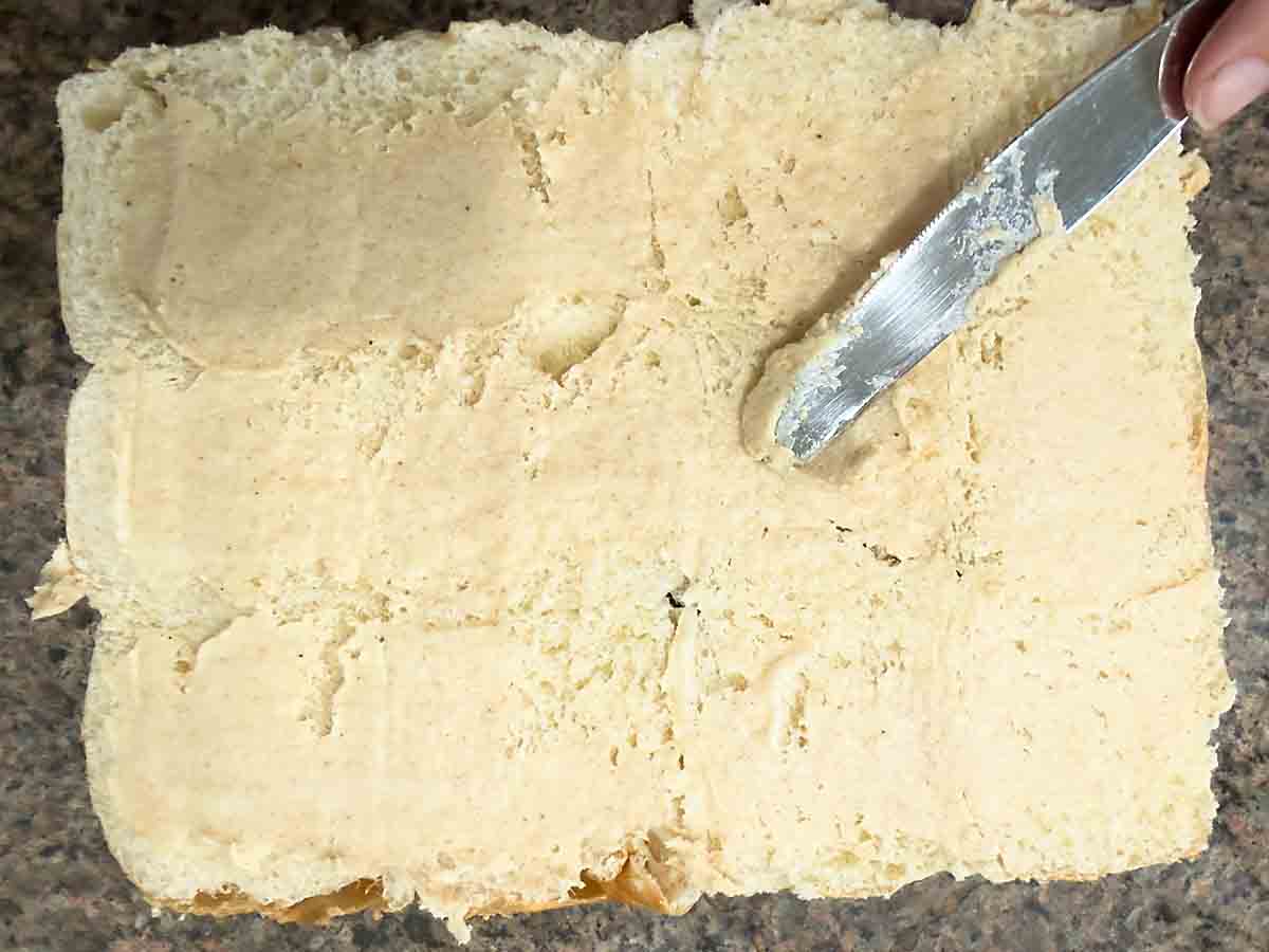 spread topping on underside of bun top