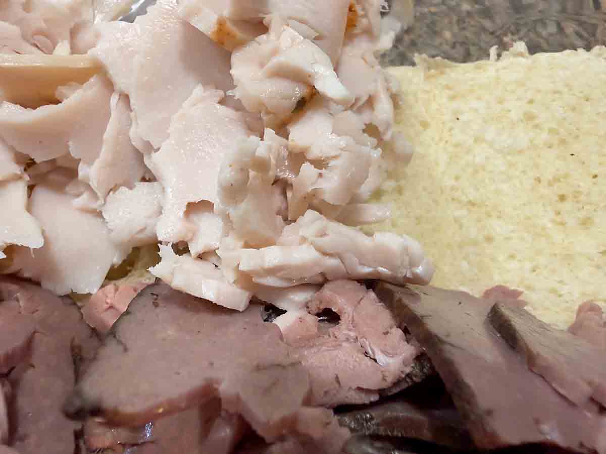 top with meat