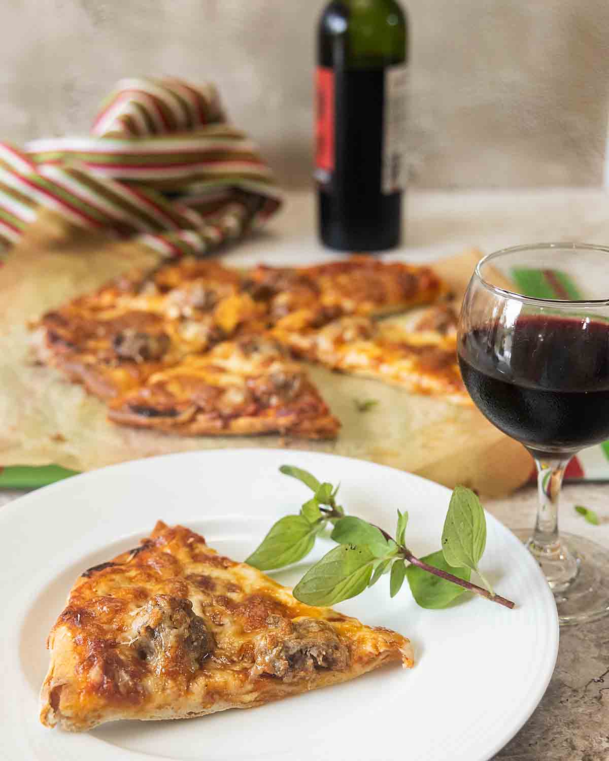 Pizza with homemade pizza sausage