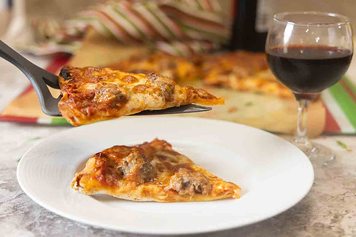 slice of pizza served