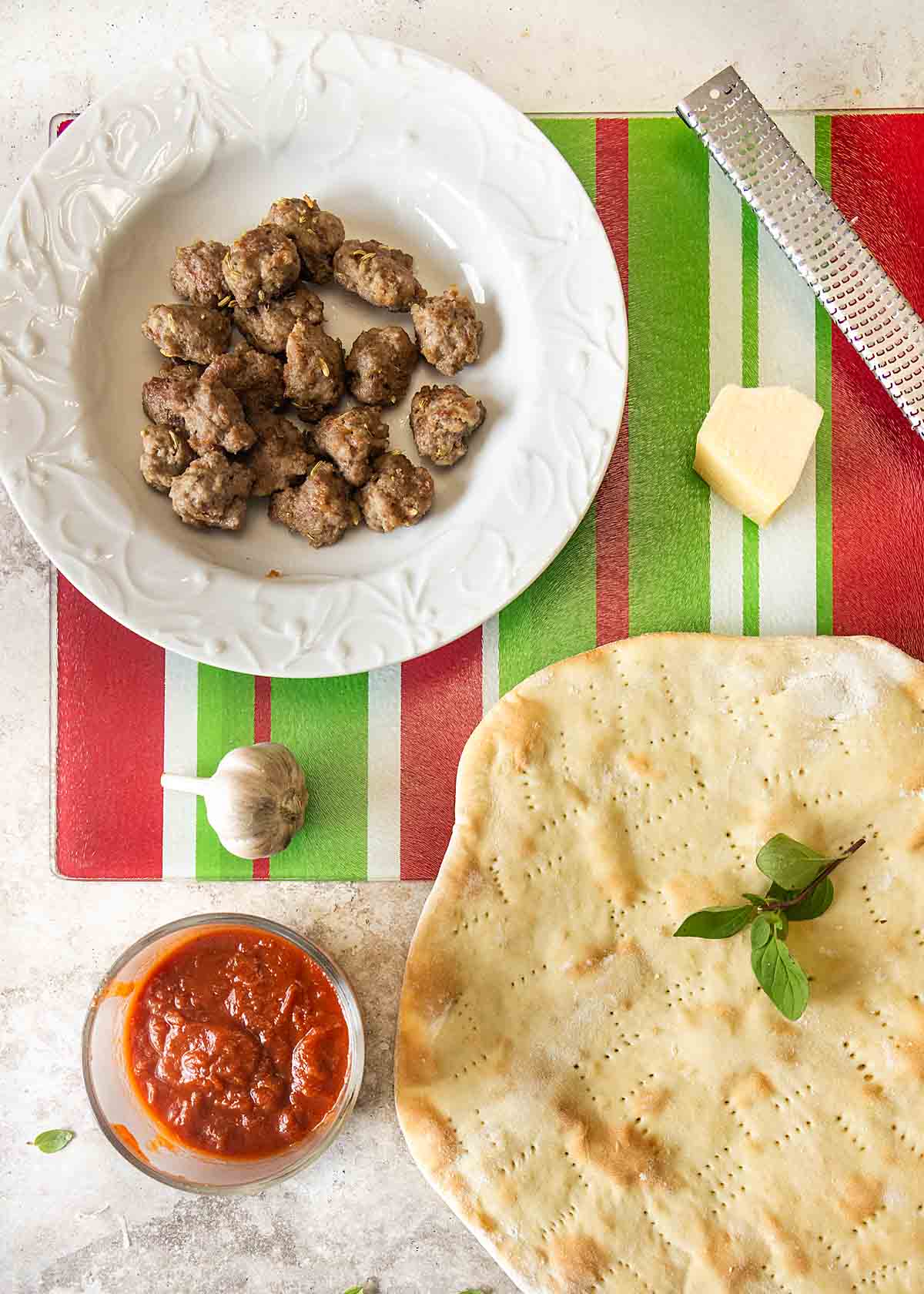 pizza sausage with other pizza ingredients